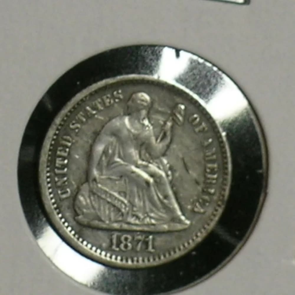 1871 Sharp High Grade Seated Liberty Half Dime Type coin (AE3)